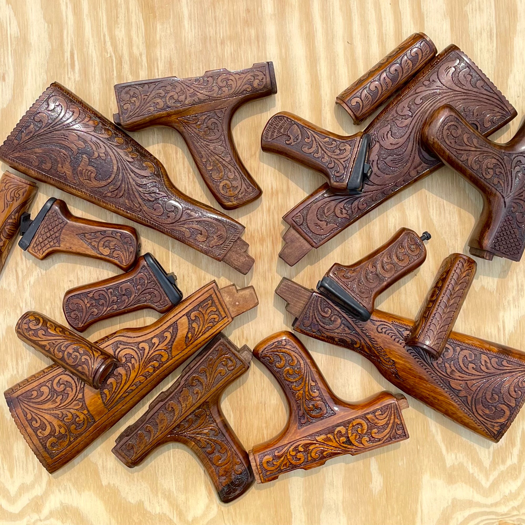 Custom Hand-Carved AK Stocks image 0